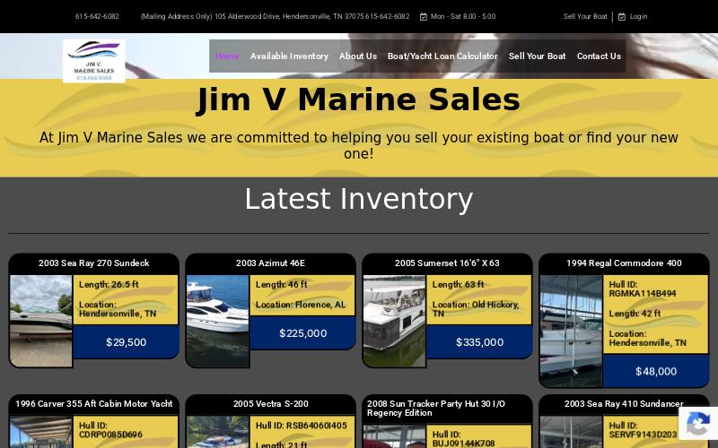 Jim V Marine Sales website